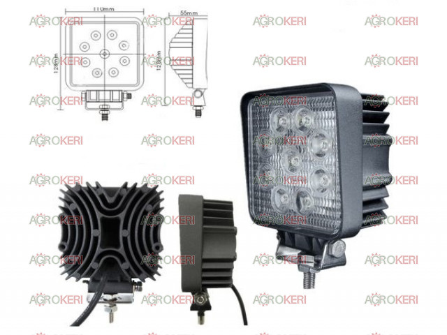 lámpa munka 9 LED, kocka szúró 27W