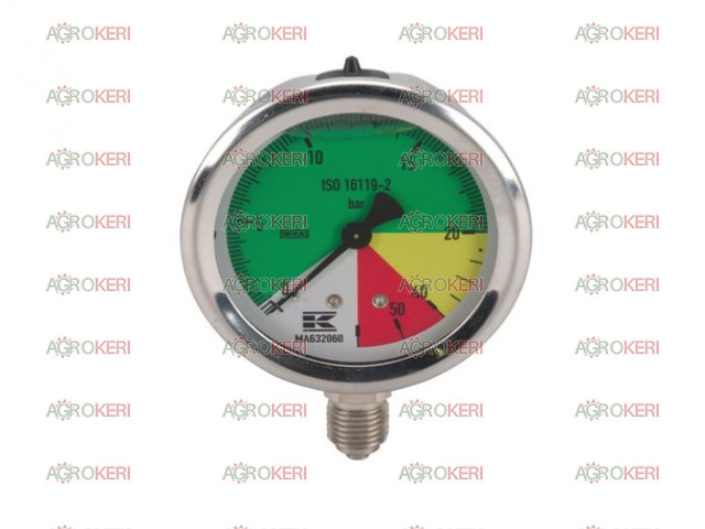 Permetező nyomásmérő óra 0-20 Bar, 63mm, 1/4-es