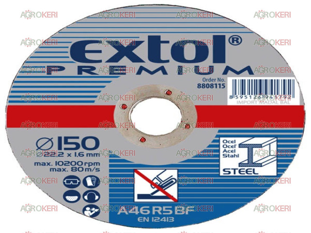 csiszoló korong acélhoz, kék, 125×6,0×22,2mm, max 12200 ford/perc