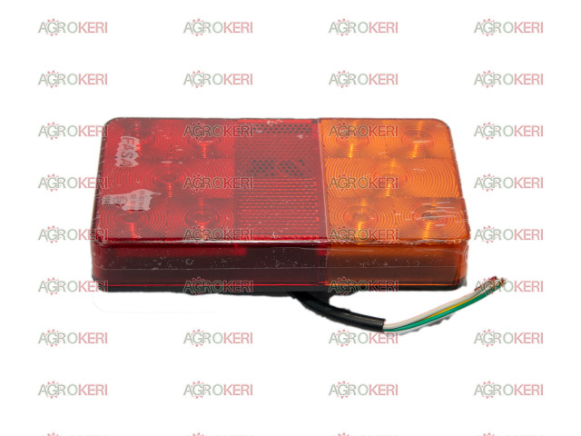 lámpa piros-sárga LED 3 funkciós, 12V 150x80x26mm ( téglalap alakú)