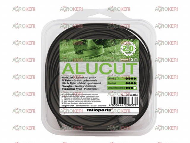 Fűkasza damilszál Hybrid Twisted AluCut 2,0mm/15m négyszög-csavart, fetete