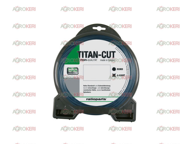 Fűkasza damilszál Titán-Cut  3,0mm/22m négyszög, szűrke