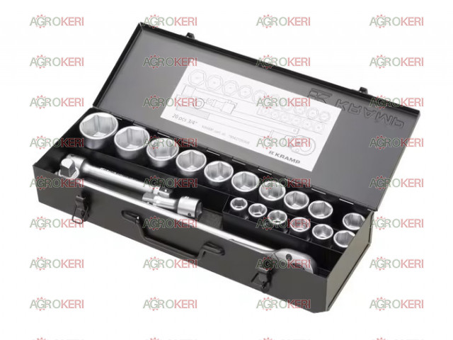 Socket wrench set 3/4”, 20 pieces