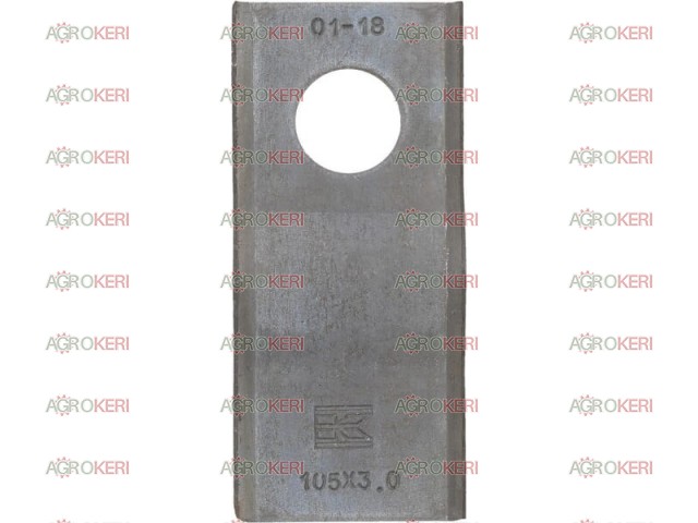 Kaszapenge bal/jobb 105x47x3 mm, Ø21 mm-es furat, Kvernelandhoz/Claashoz/PZ-hez/Krone-hoz/Marangonhoz/Massey Fergusonhoz/Pöttingerhez/Taaruphoz/Viconhoz, 25-ös csomag