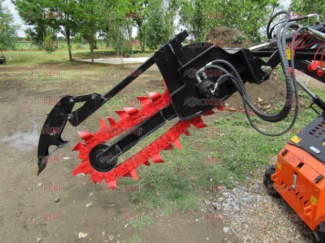 Láncos árokásó adapter,hidromotoros hajtás, rakodóhoz, traktorhoz, 