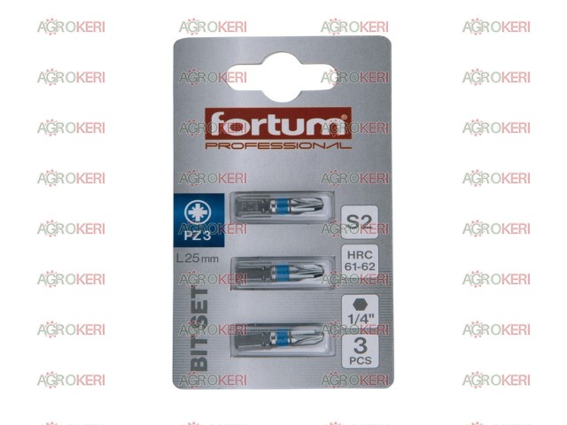 behajtóhegy PZ, 3 db, S2 acél, PZ 3x25mm, bliszteren