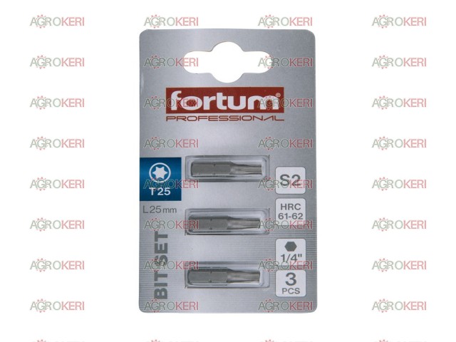 behajtóhegy TORX, 3 db, S2 acél, T 20x25mm, bliszteren