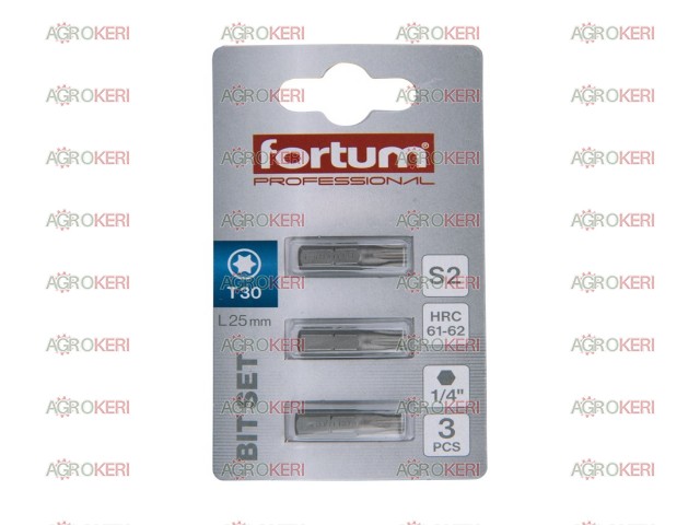 behajtóhegy TORX, 3 db, S2 acél, T 30x25mm, bliszteren