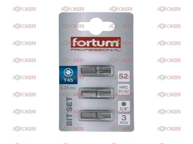 behajtóhegy TORX, 3 db, S2 acél, T 45x25mm, bliszteren